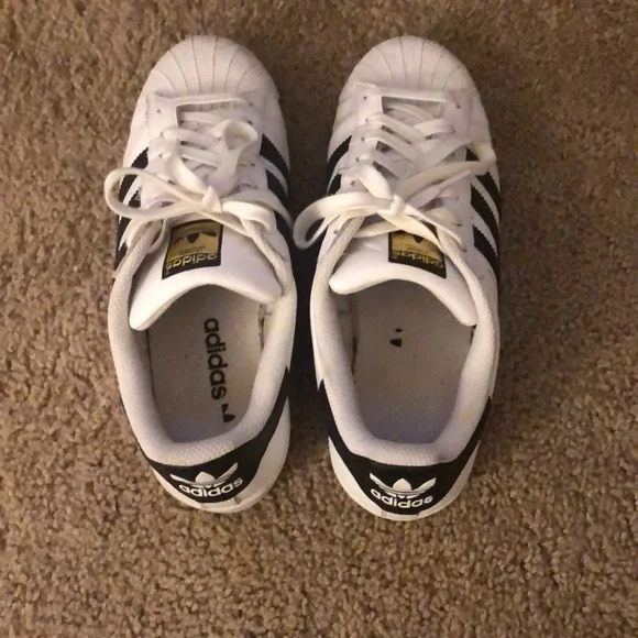 adidas White and Black Superstar Sneakers - Picture 3 of 3